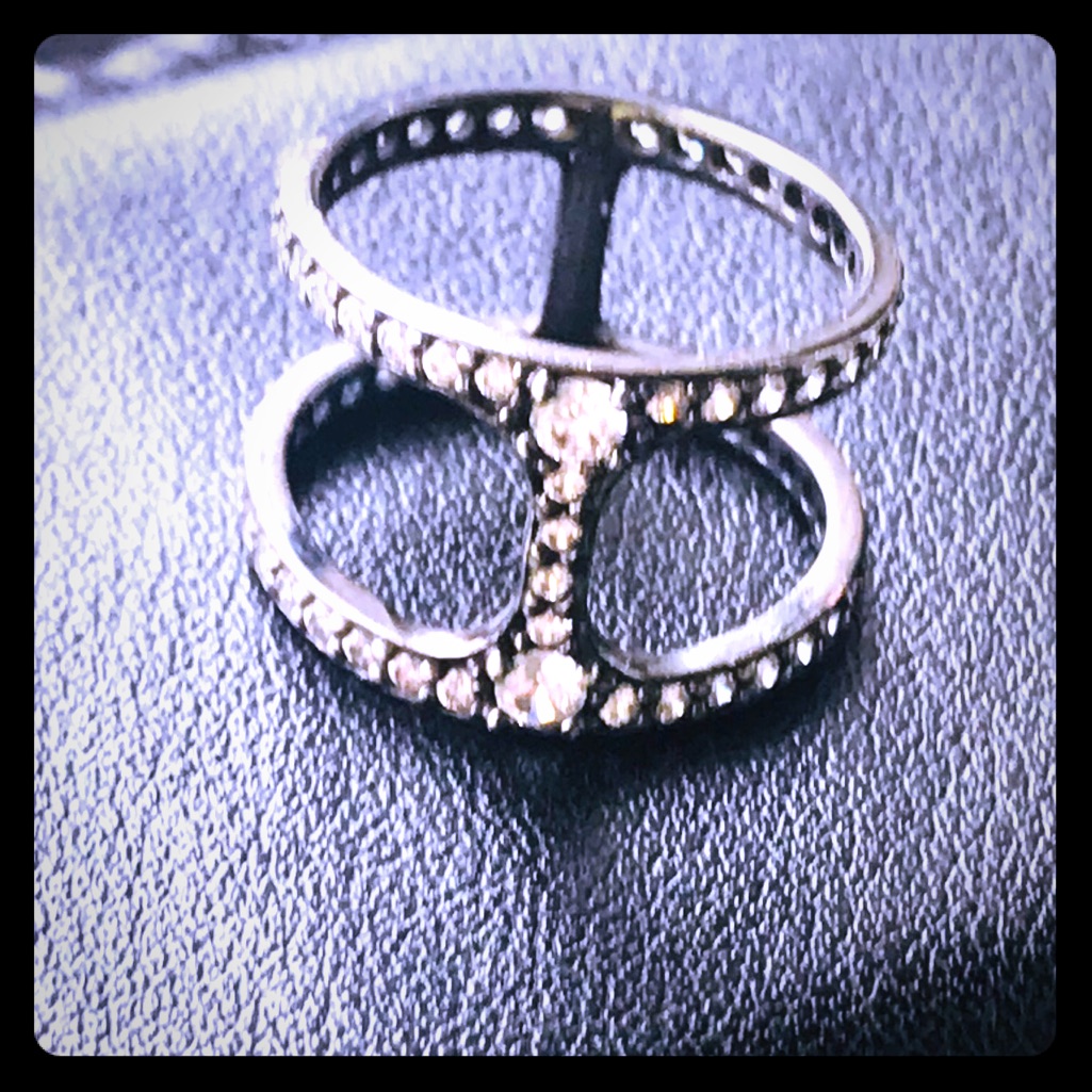 925 Italy Jcm Cz Silver 2 Bar Ring
